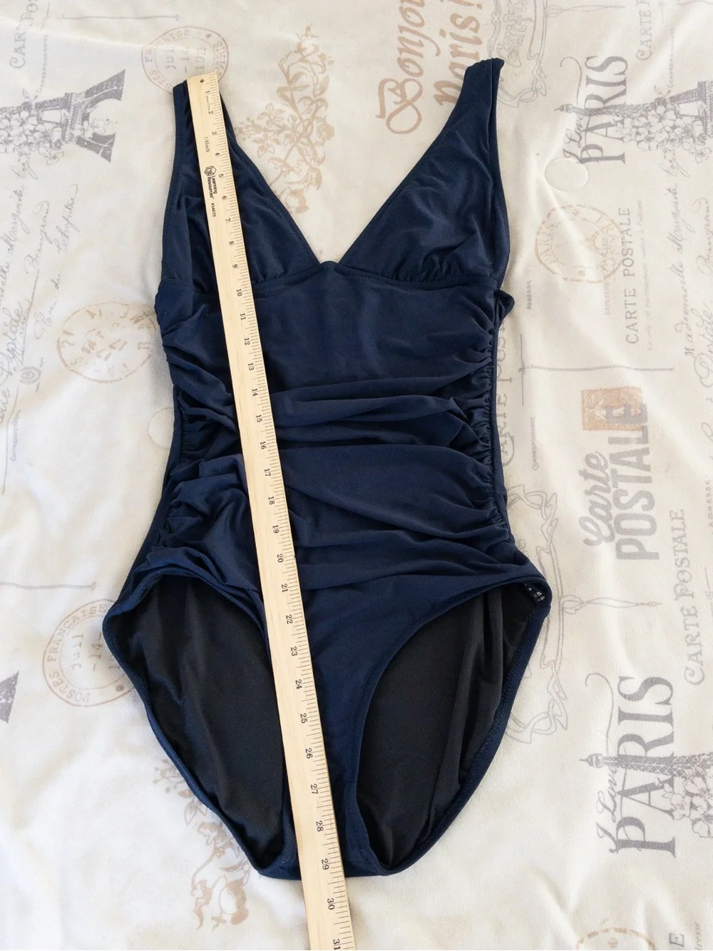 J. Crew Classic Navy Ruched Shirred Front One Piece Swimsuit Size 6 Long